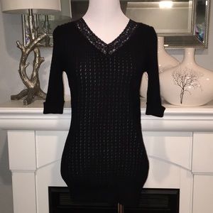 Vanity size M ribbed sweater with lace.
